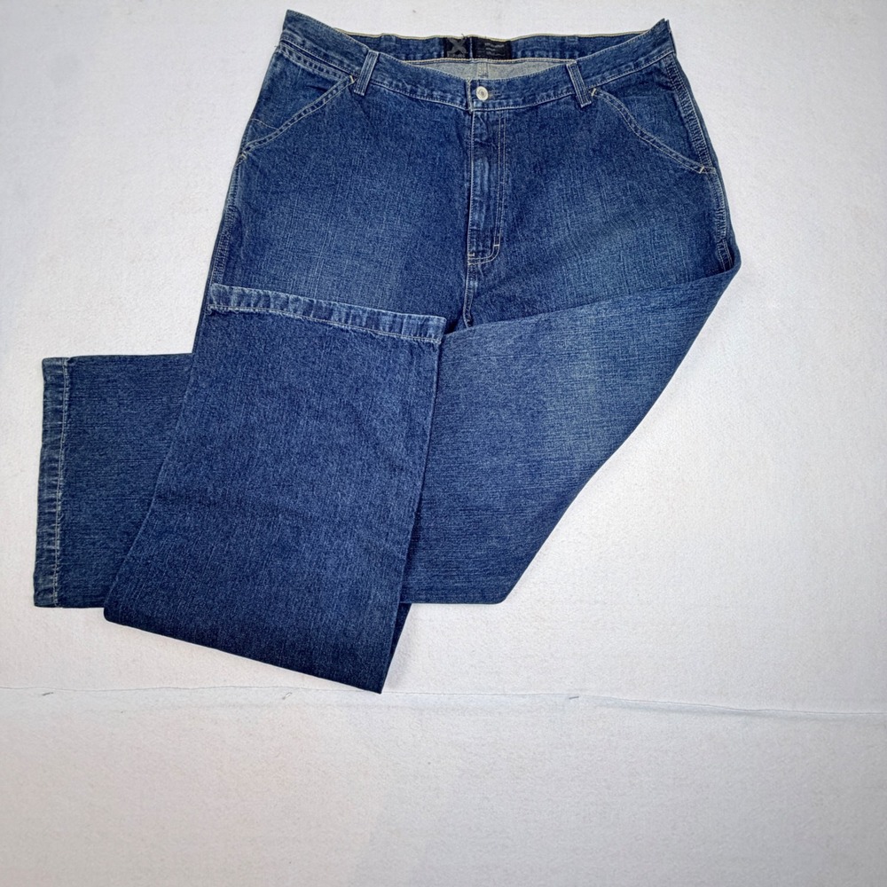 Express Wide Leg Worker Jeans Mens 38x34‎ Mineral Wash Blue Denim 120172 Vintage